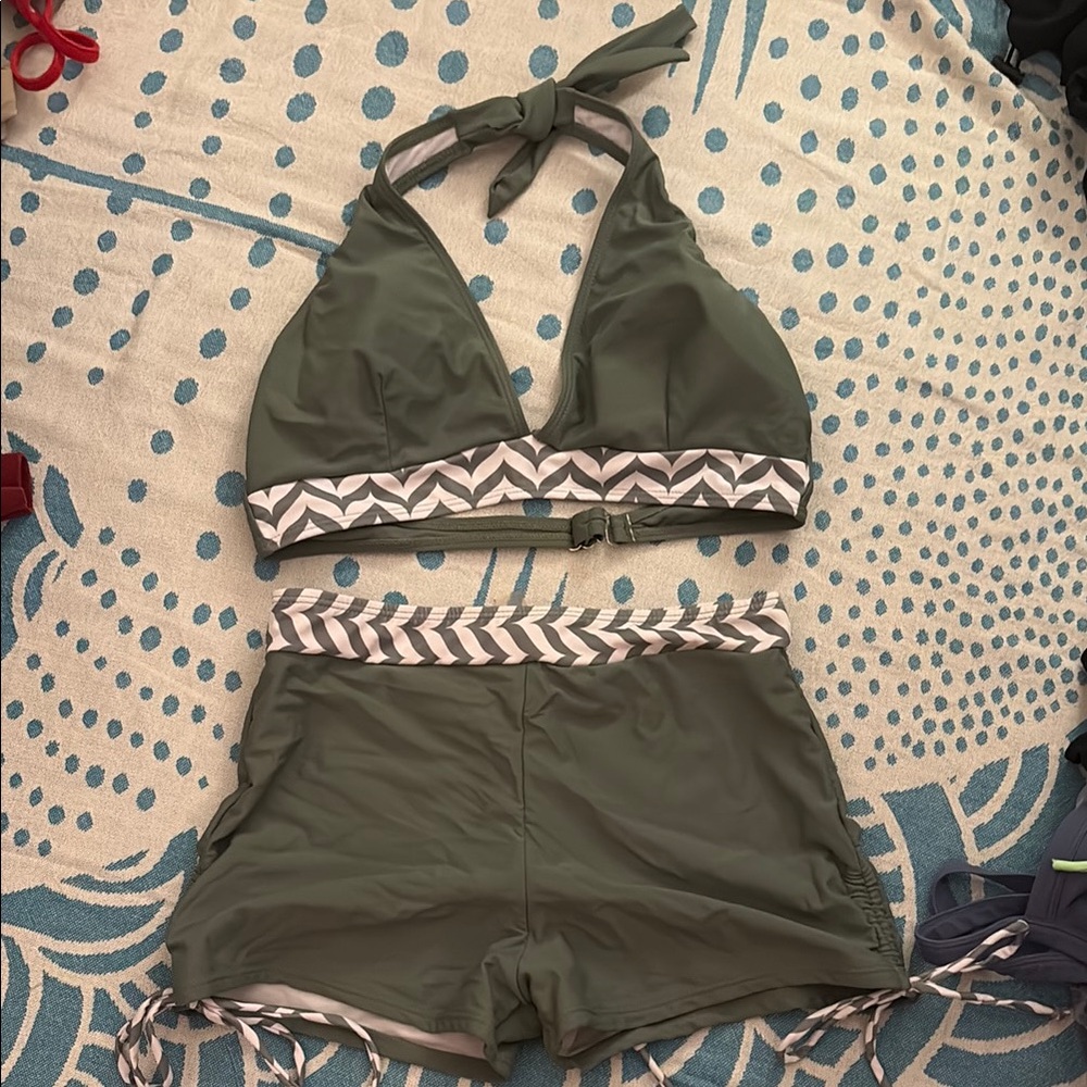 Stylish Green Halter Bikini Set
